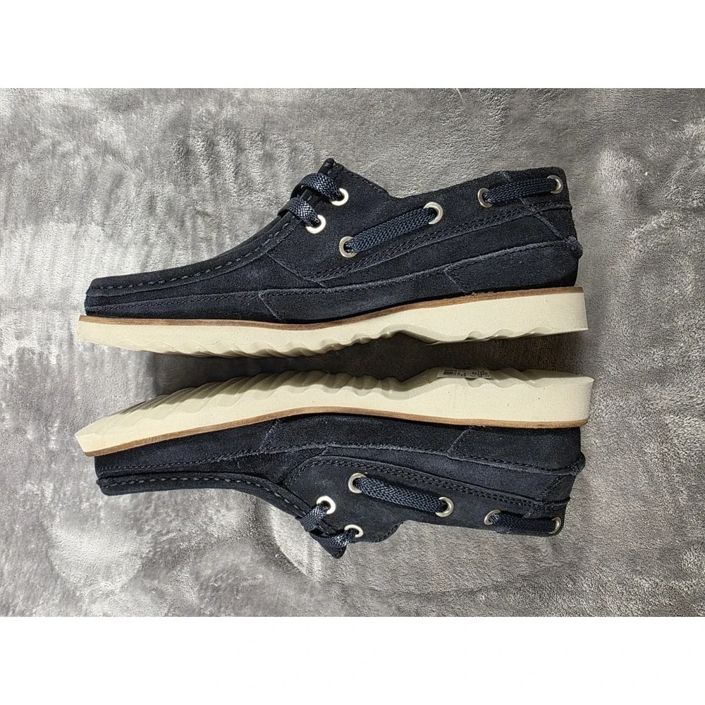 NWOB CLARKS DURLEIGH SAIL Boat Moc Toe Shoes, Blue Suede Leather‎ Mens US 7